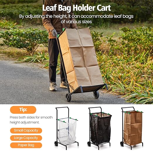 Foldable Leaf Bag Holder, Mobile Trash Bag Holder Stand - Image 6