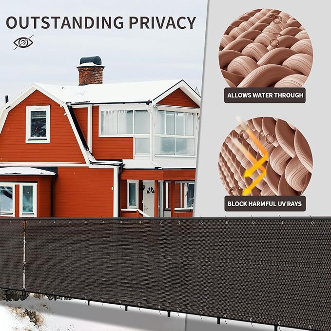 LOVE STORY Custom Size 3.3'x22' Brown Balcony Privacy Screen, UV Block Privacy - Image 4