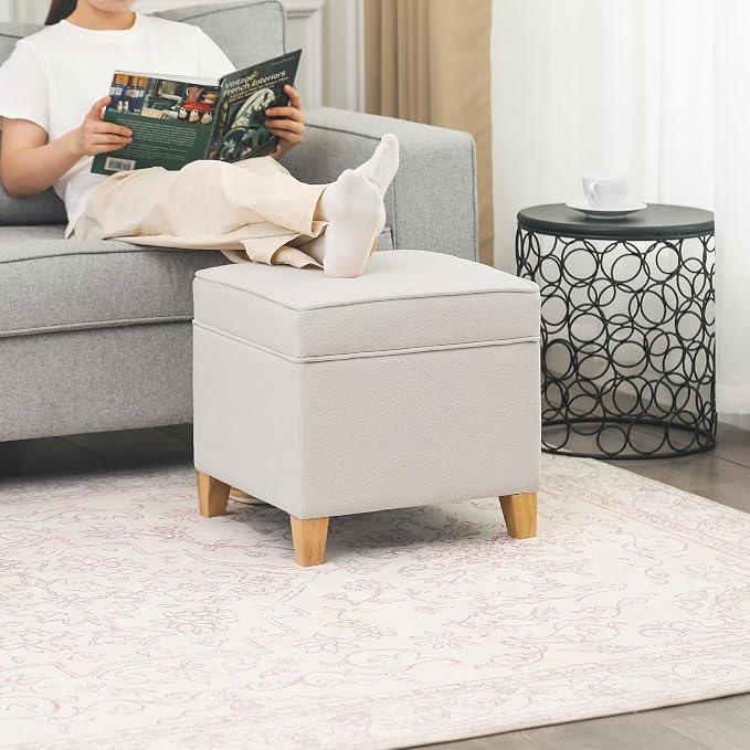 Adeco 17.5" Square Fabric Ottoman by Adeco