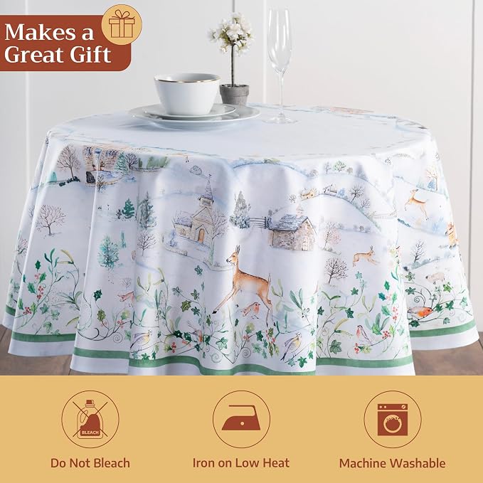 Maison d' Hermine Table Cloth Round Table 100% Cotton 63 Inches Fall Tablecloth - Image 5