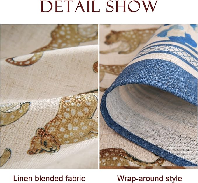 patdrea Designer Linen Small Rectangular Table Cloth, Vintage Leopard Animal - Image 4