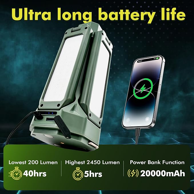 Portable Camping Light with Stand 67'' Rechargeable Work Light - Image 4