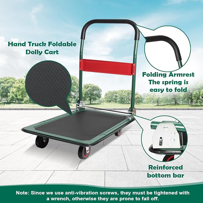 LEADALLWAY Foldable Push Cart Platform Cart - Image 4
