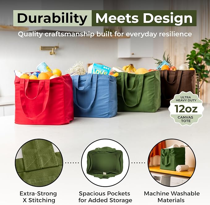 VeraMia Canvas Grocery Bag 3pc XL Set - Image 3