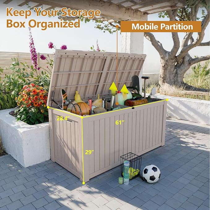 Zapdos Outdoor Storage Box, 180 Gallon Resin Deck Box Resin Patio Storage Box - Image 2