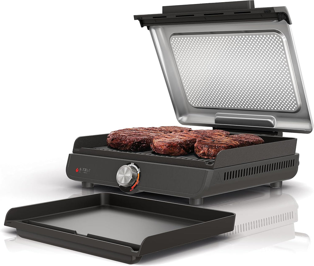 Sizzle™ Indoor Grill & Griddle, 14'', 500°F, Grey/Silver, GR101