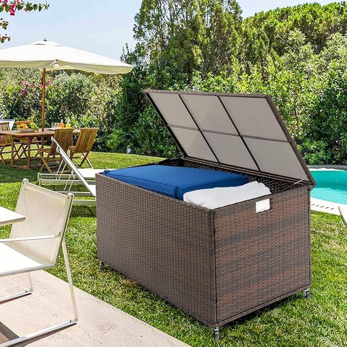 Outdoor 170 Gallon Water-Resistant Wicker Storage Box - Image 6
