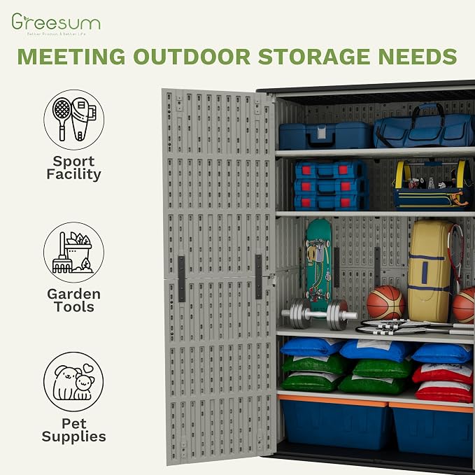 Greesum Outdoor Storage Cabinet, 50 Cu.Ft Deck Box Without Shelves, Waterproof - Image 7