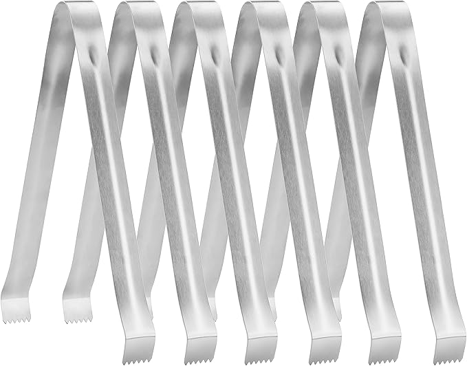 Serving Tongs, Stainless Steel with Serrated Tips, Satin Silver, 9 Inch