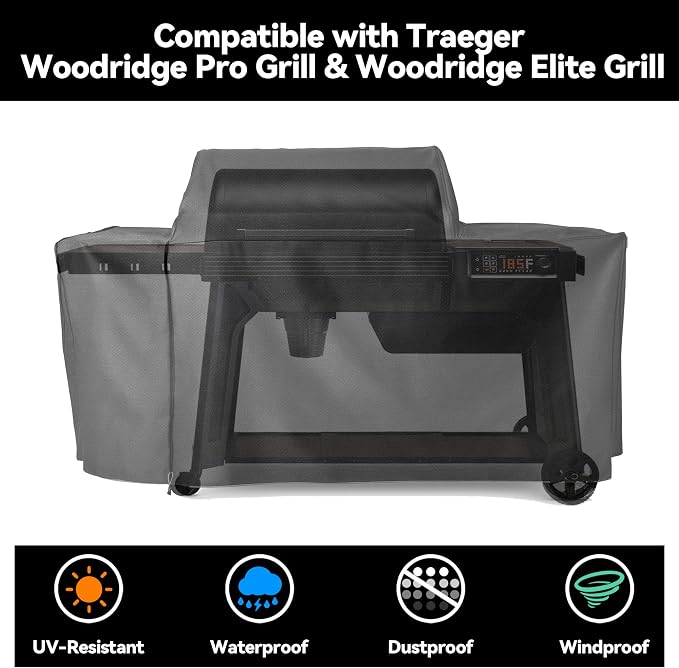 Grill Cover for Traeger Woodridge Pro & Woodridge Elite Pellet Grills - Image 2