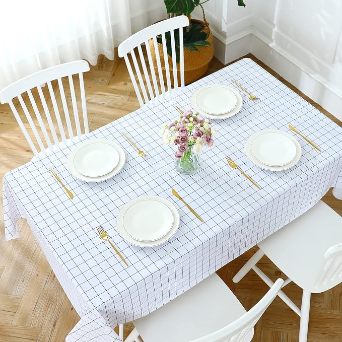 Romanstile Rectangle Vinyl Tablecloth, 100% Waterproof Oil-Proof Checkered - Image 5