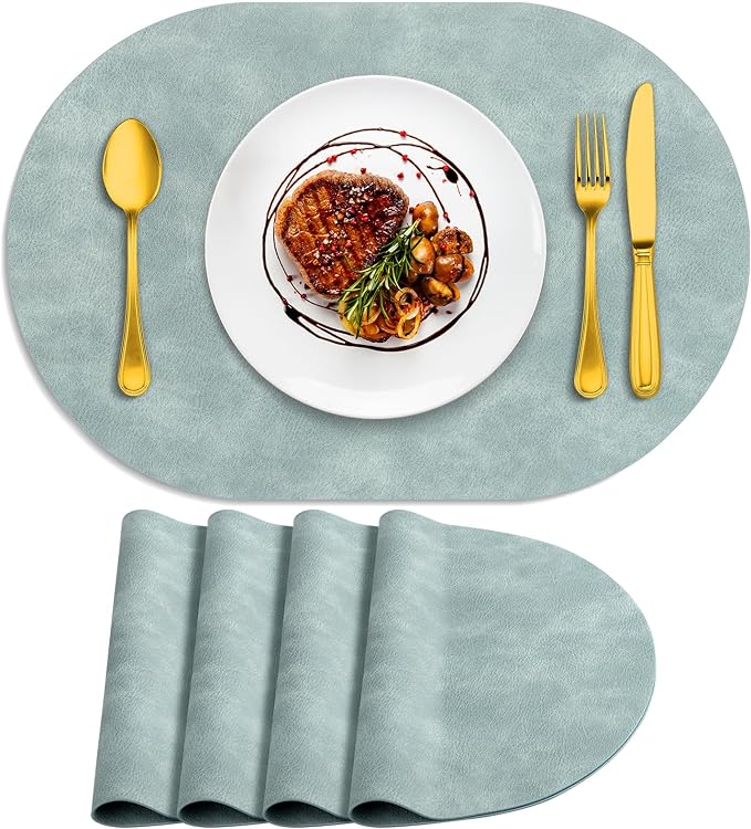 ADRIMER Placemats, Heat Resistant Oval Placemats Set of 4 Washable 12 x 17 Inch by Adrimersdreamistobeanindispensablecompanioninyourlife