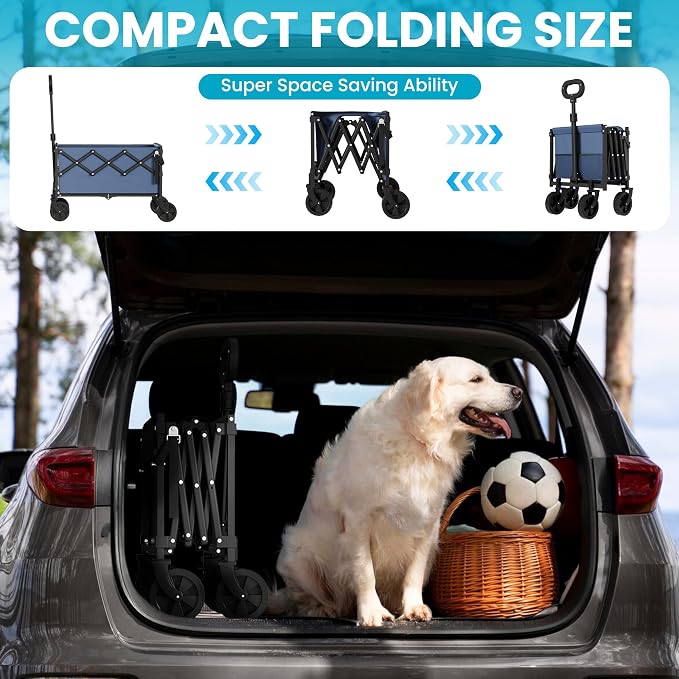 Collapsible Wagon with Tailgate, Wagons Carts Foldable with 350lbs Capacity - Image 4