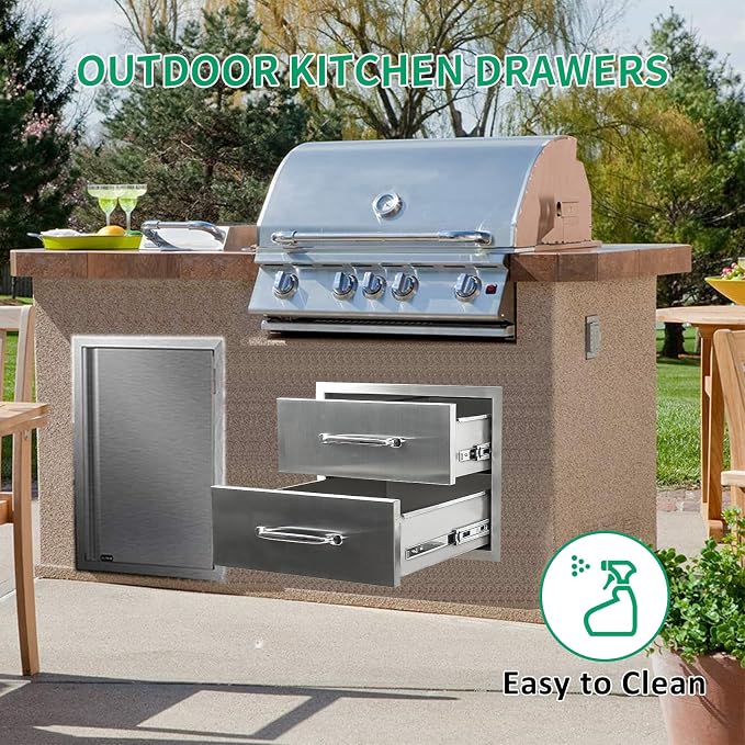 Outdoor Kitchen Drawers 18" W x 15" H x 23" D Stainless Steel Double Drawers - Image 5