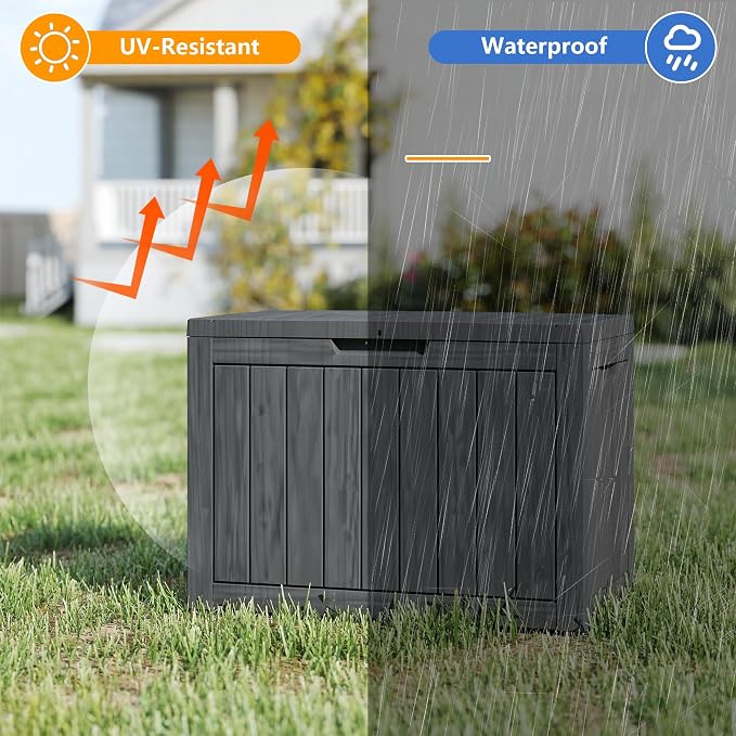 45 Gallon Outdoor Storage Box Waterproof, Resin Deck Boxes - Image 2