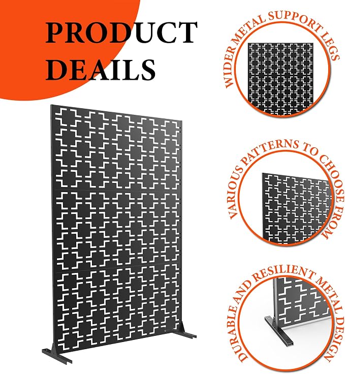 GarveeLife Metal Privacy Screen 72" h x 47" w, Outdoor Privacy Screens and - Image 3