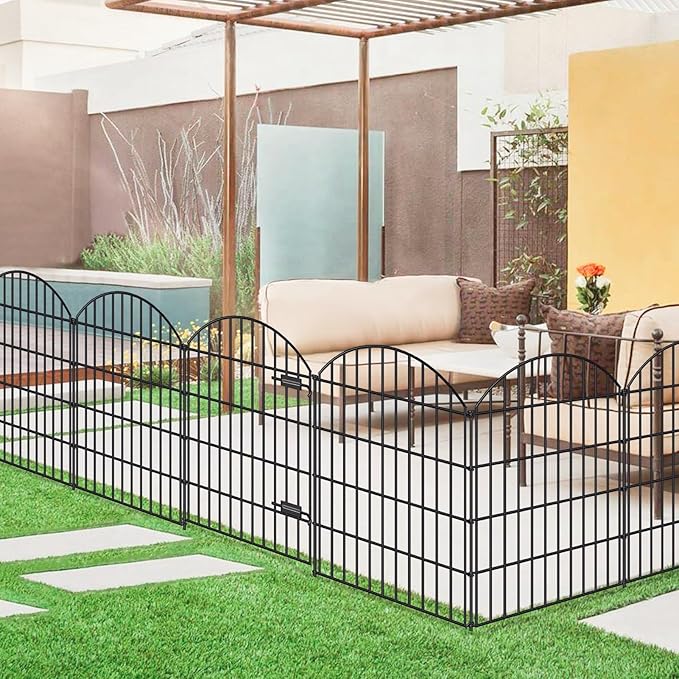 Metal Garden Fence with Gate 36in x 11.7ft, 1 Gate+ 4 Panels Dog Fence Border - Image 5