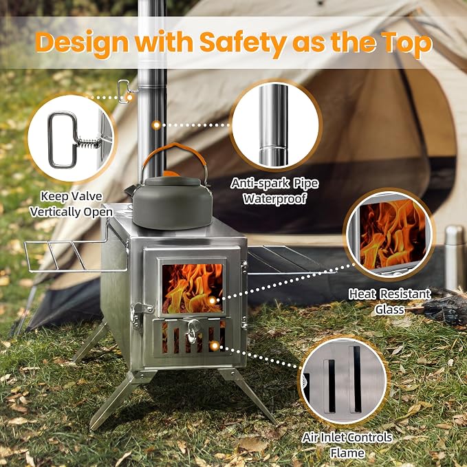 Wood Burning Stove, Portable Camping Stove - Image 5