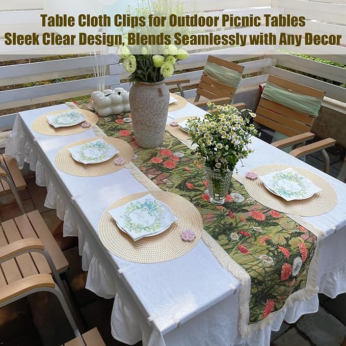 24 Pcs Clear Tablecloth Clips for Indoor Outdoor Tables, Plastic Table Cloth - Image 6