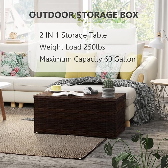 Outdoor 70 Gallon Wicker Storage Box - Image 6