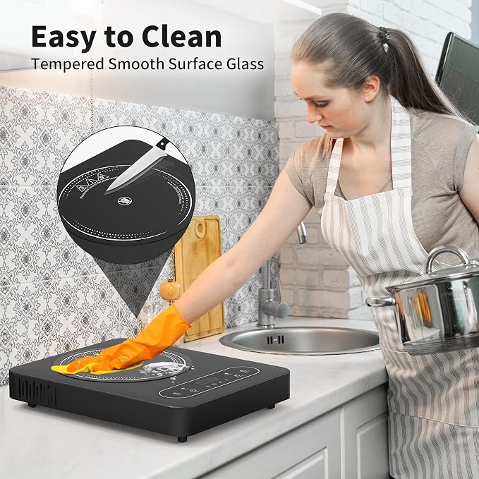 VBGK Single Burner Electric Cooktop, 110V 1800W Electric Stove Top - Image 9
