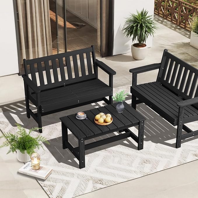 SERWALL Outdoor Coffee Table, HDPE Patio Coffee Table - Image 10