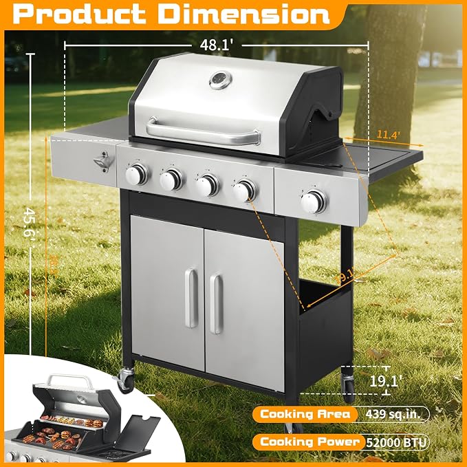 CIG GARDEN 4 Burner Propane Gas Grill - Image 2
