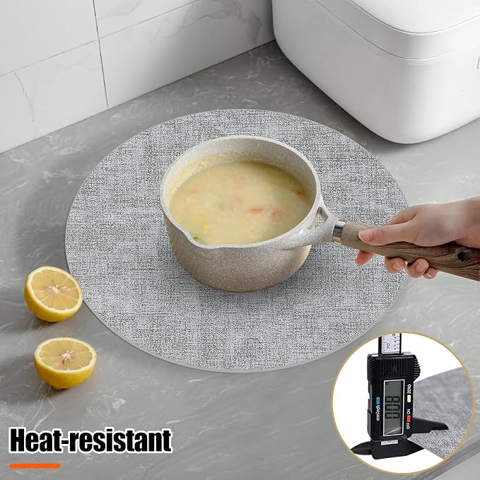 Homaxy Round Faux Leather Placemats and Coasters, Washable Dual-Side Table Mats - Image 2