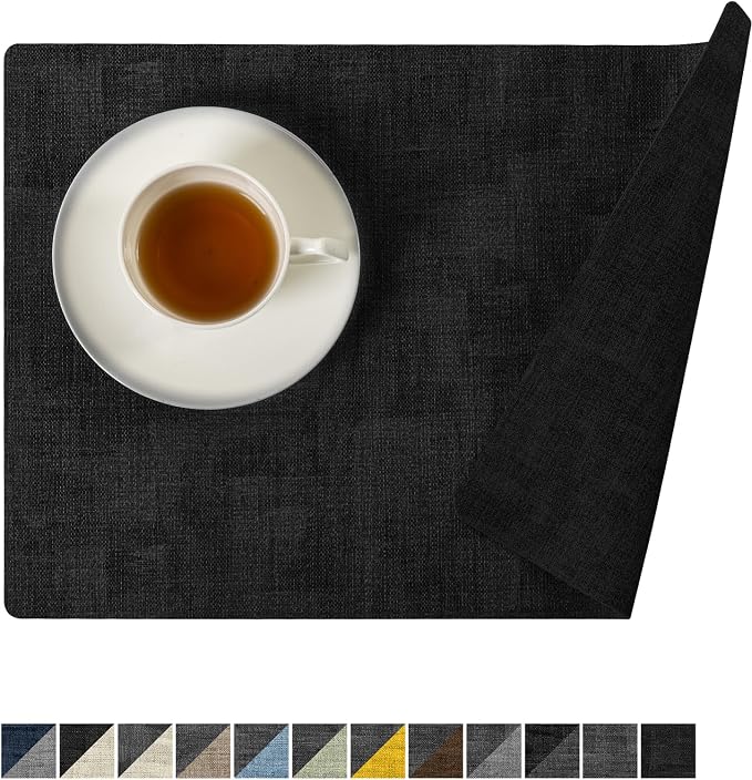 Romanstile Reversible Vinyl Placemats Set of 8, Faux Leather 100% Waterproof by Romanstile