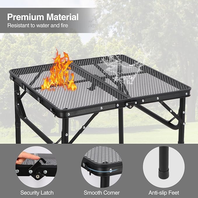 RedSwing Portable Grill Table for Outside, Aluminum Square Folding Grill Stand - Image 5