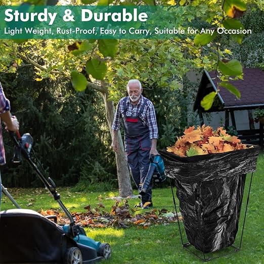 3. Reinforced Trash Bag Holder Metal Garden Waste Basket Stand - Image 9