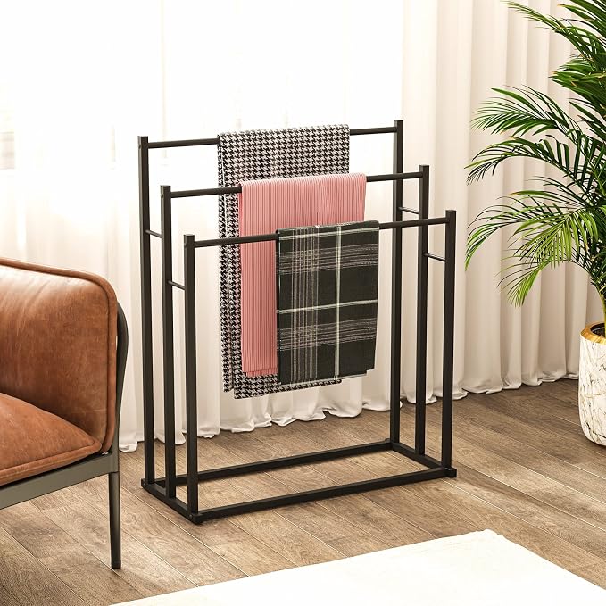 Honiter Towel Racks for Bathroom, 3 Tier Free Standing Towel Rack, Blanket - Image 2