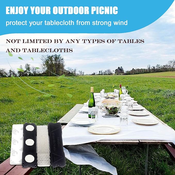 Tablecloth Clips for Thick Tables 6 Pack, Invisible Magnets Picnic Table Cloth - Image 6