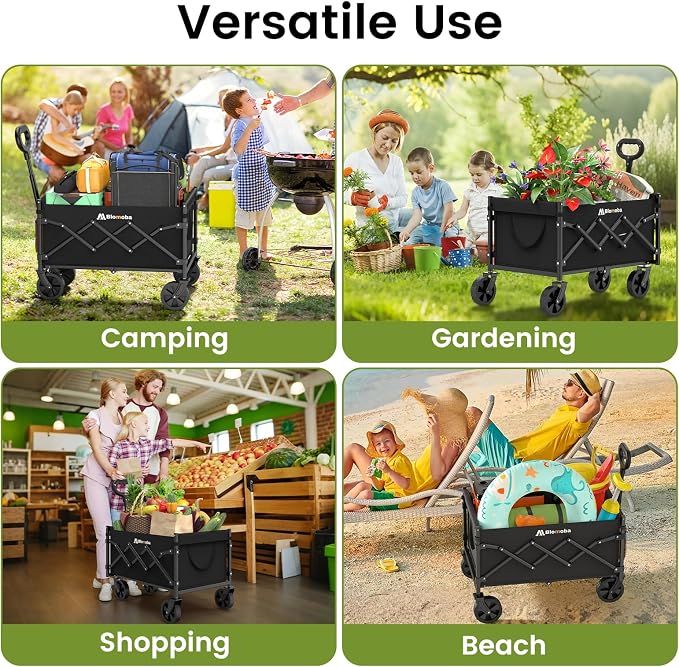 Collapsible Wagon with Wheels, 220 lbs Wagons Carts Foldable Wagon Cart with - Image 9