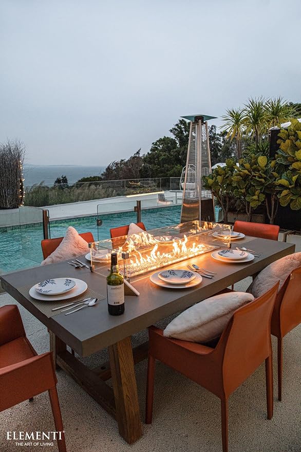 Elementi | Sonoma Gas Fire Pit Cast Concrete Rectangular Dining Fire Table - Image 9