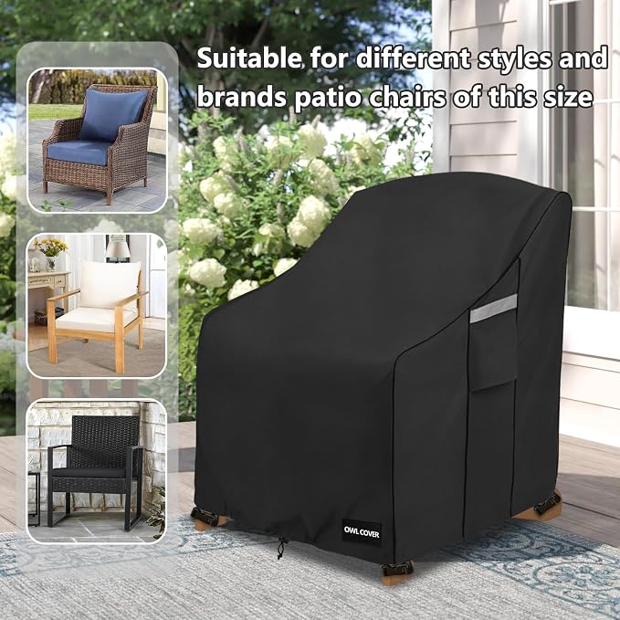 Outdoor Chair Covers 28"W x 31"D x 36"H, 600D Heavy Duty Waterproof Patio Chair - Image 5
