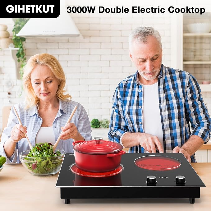 Electric Cooktop, 1110V 2100W 2 Burner stove, Built-in & Countertop Stove Top - Image 2