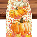 Pumpkin Fall Table Runner, Maple Leaf Autumn Thanksgiving Kitchen Table by Unknown