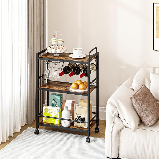 Bar Cart, Serving Cart for Home, Microwave Cart, Drink Cart, Mobile Kitchen - Image 8