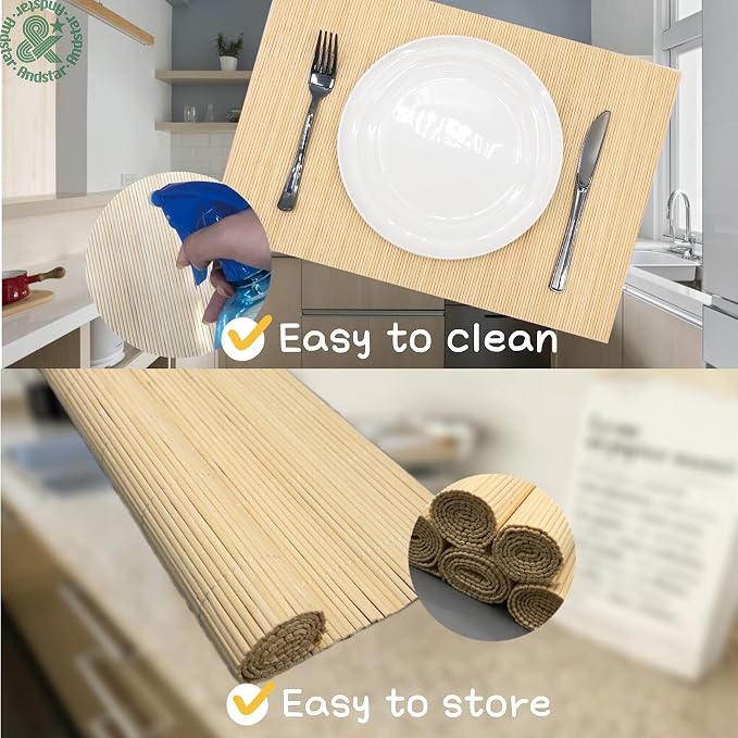 ANDSTAR Bamboo Placemats Set of 8 Waterproof - Image 4