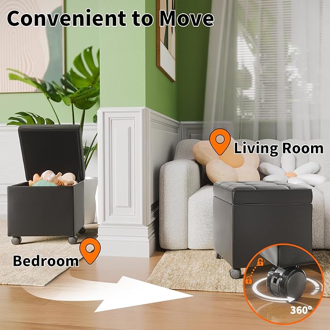 Homebeez Leather Storage Ottoman - Image 4