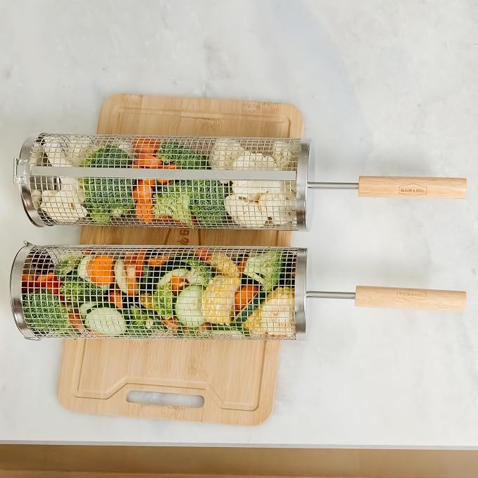 BLAZIN' GRILL Rolling Grill Basket - Image 6