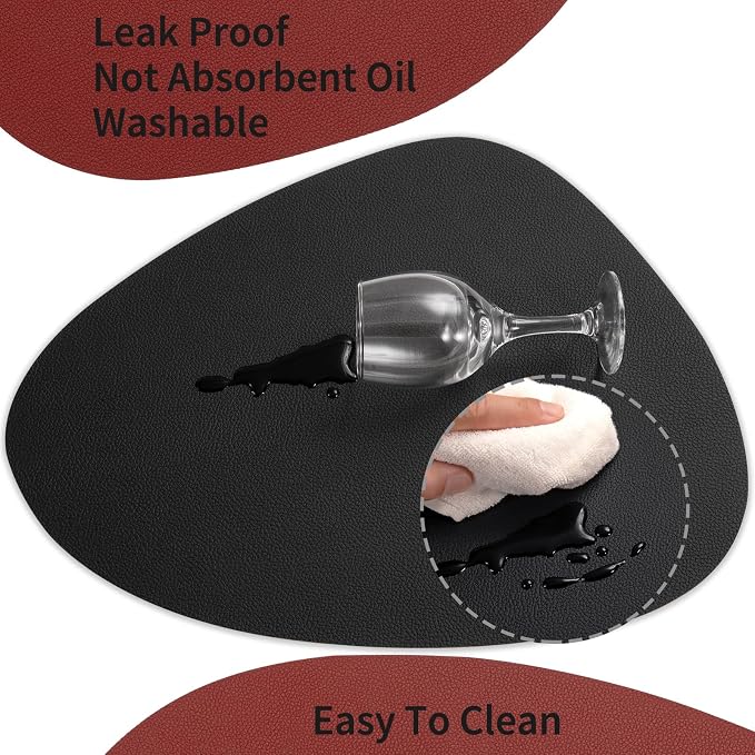 Myir JUN Placemats, Dual-Sided Placemats Waterproof Faux Leather Placemats Set - Image 5