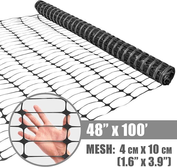 Fencer Wire 4 ft. Safety Fence, 100 ft. Black Plastic Fencing Roll - Image 2