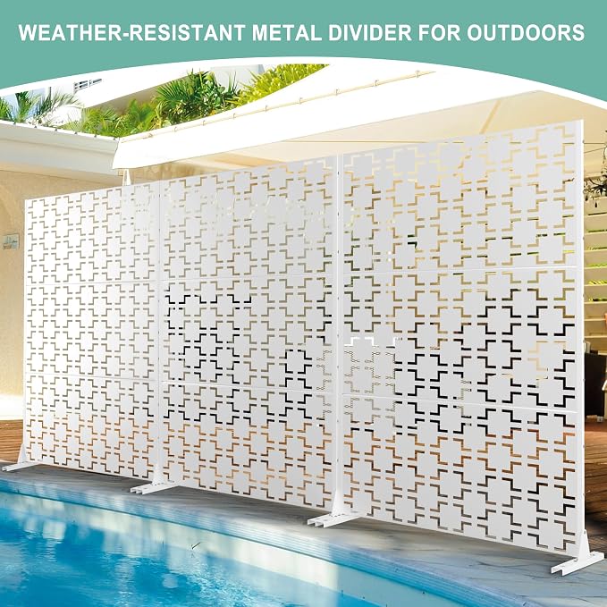 Metal Privacy Screen for Outdoor & Indoor Use, Free Standing Privacy Screen for - Image 5