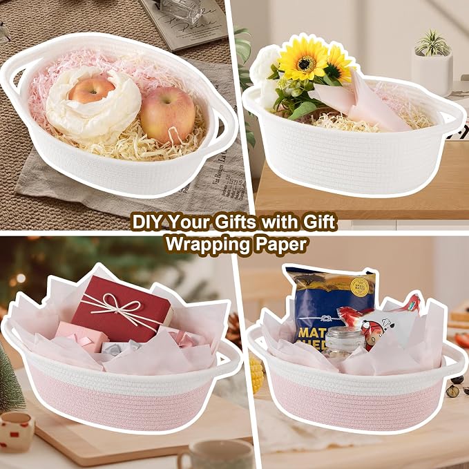 OIAHOMY Gift Basket Empty with Handle, Ribbon and Wrap Tissue Paper, Dog Toy - Image 7