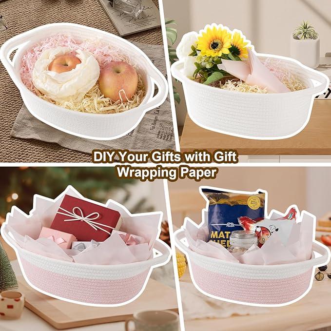OIAHOMY Gift Basket Empty with Handle, Ribbon and Wrap Tissue Paper, Dog Toy - Image 7