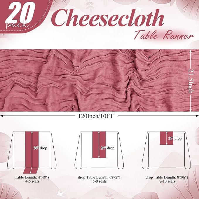 8 Packs Cheesecloth Table Runner 10FT Long Boho Gauze Fabric Table Runner - Image 2