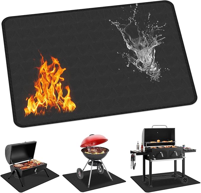 Large Under Grill Mat for Outdoor Grill, Double-Sided Fireproof Grill Pad by KRKITCHENRAKU