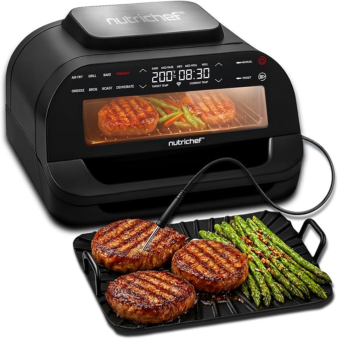 NutriChef Indoor Smokeless Grill | Smart Grill & Air Fryer by NutriChef%E2%84%A2Kitchen